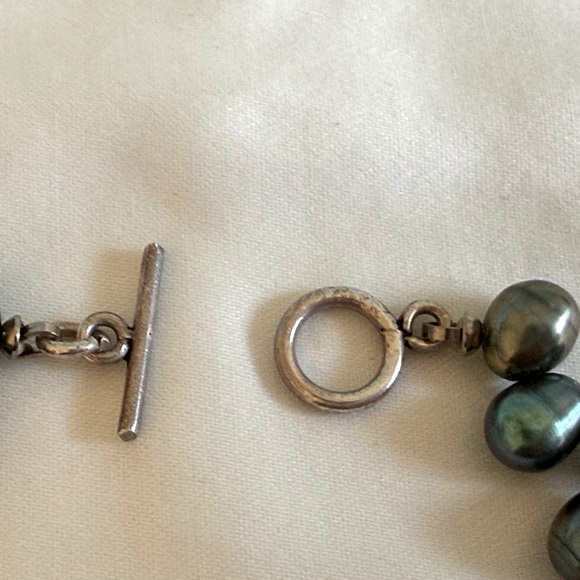 Vintage genuine pearl Peacock Green necklace 16 inch - Picture 10 of 12